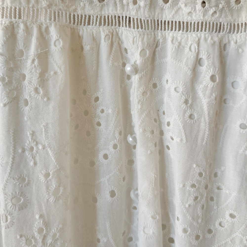 Simplee White Babydoll Eyelet Crochet Maxi Dress - Picture 10 of 15